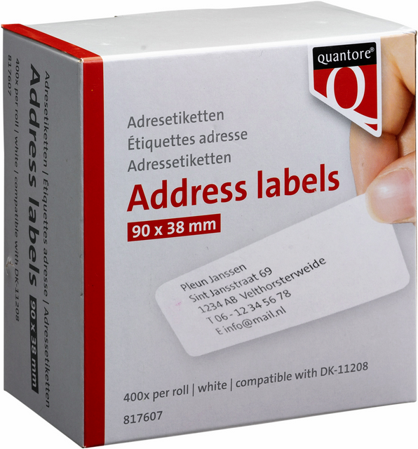 Q11208 label etiket quantore dk-11208 38mmx90mm adres wit