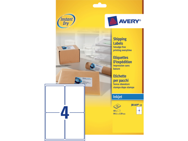 J8169-10 etiket avery j8169-10 99.1x139mm 40st
