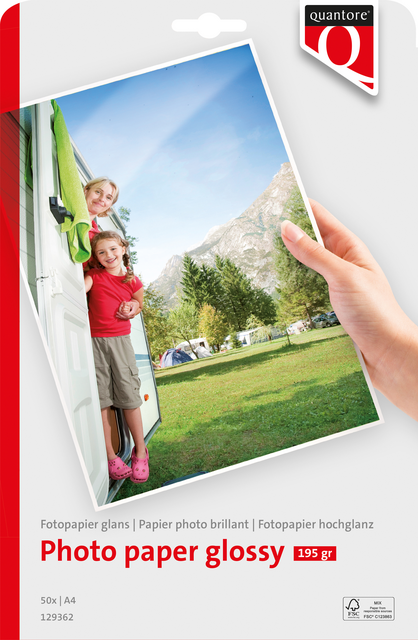 Fotopapier Quantore A4 glans 50 vel 195gr Fotopapier Quantore A4 glans 50 vel 195gr
