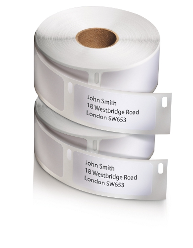 Voorbeeld van een Dymo 99010 adres etiket bedrukt met 3 regels tekst. Voorbeeld van een Dymo 99010 adres etiket bedrukt met 3 regels tekst.