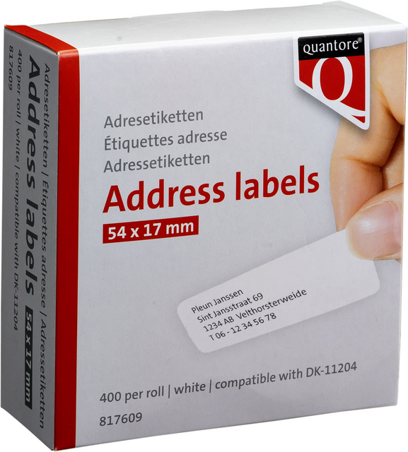 Q11204 label etiket quantore dk-11204 17mmx54mm wit