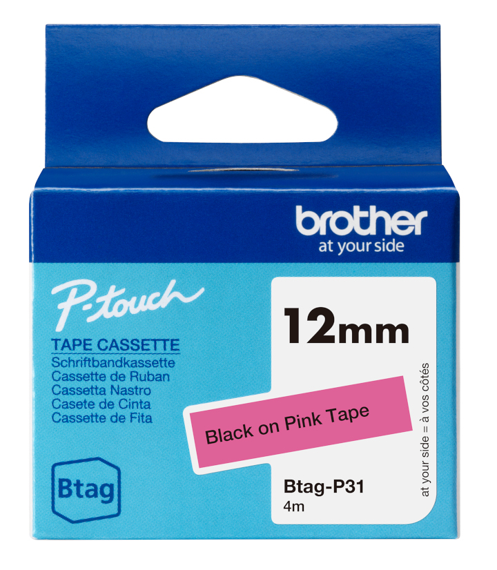 Brother Btag-P31 zwart op roze Brother Btag-P31 zwart op roze