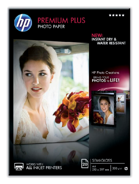 Inkjetpapier HP CR673A A4 semi glossy 300gr 20 vel Inkjetpapier HP CR673A A4 semi glossy 300gr 20 vel