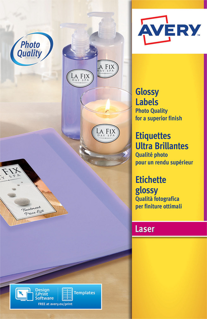 Etiket Avery L7767-40 210x297mm A4 hoogglans wit 40 etiketten Etiket Avery L7767-40 210x297mm A4 hoogglans wit 40 etiketten