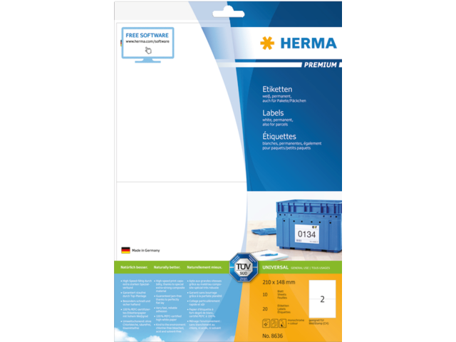 8636 etiket herma 8636 210x148mm premium a4 20st