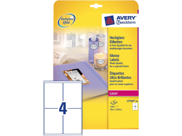 L7769-40 etiket avery zweck l7769 99.1x139mm 160st glans wt