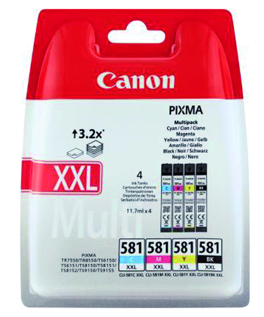 2895240 inkcartridge canon cli-581xxl zwart + 3 kleuren