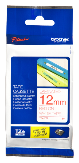 TZe-232 12mm rood op wit TZe-232 12mm rood op wit