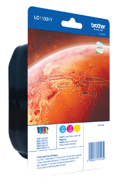 Inktcartridge Brother LC-1100VALBP zwart + 3 kleuren Inktcartridge Brother LC-1100VALBP zwart + 3 kleuren