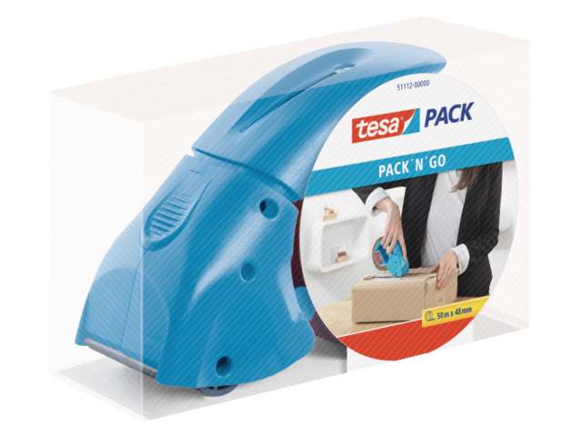 VERPAKKINGSTAPE DISPENSER TESAPACK PACK-N-GO BLAUW