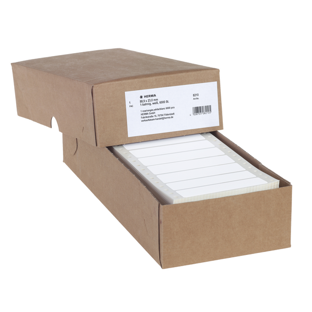 Etiket HERMA 8210 88.9x23Mm 1-baans wit 6000stuks Etiket HERMA 8210 88.9x23Mm 1-baans wit 6000stuks