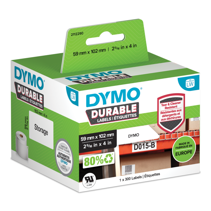DYMO 2112290 duurzame LabelWriter etiketten 59x102mm DYMO 2112290 duurzame LabelWriter etiketten 59x102mm