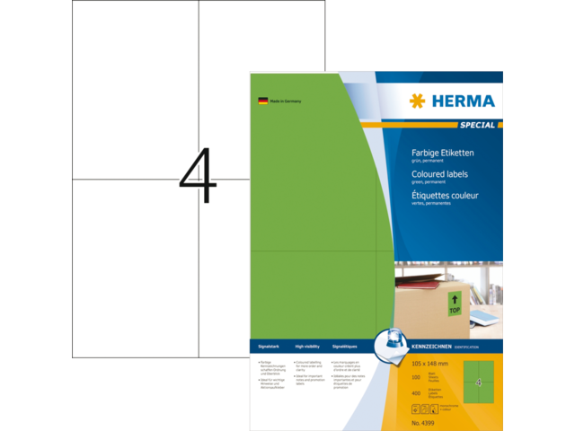 4399 etiket herma 4399 105x148mm a4 400st groen