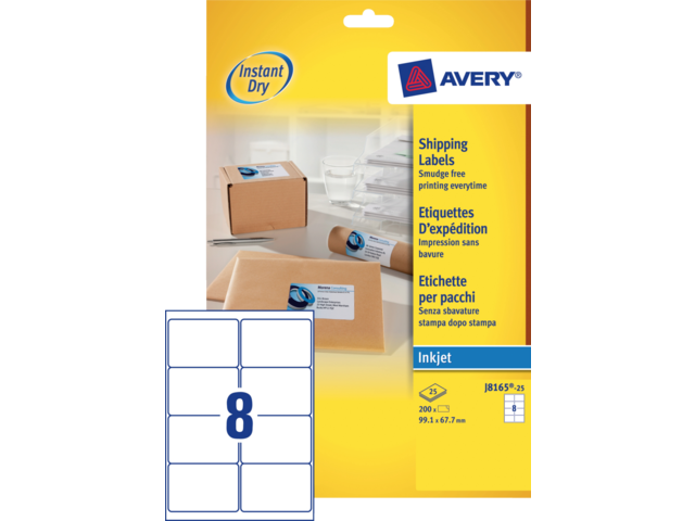 J8165-25 etiket avery j8165-25 99.1x67.7mm 200st