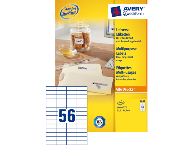 3668 etiket avery zweck 3668 52.5x21.2mm 5600st