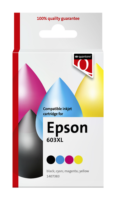 Inktcartridge Quantore alternatief tbv Epson 603XL zwart + 3 kleuren Inktcartridge Quantore alternatief tbv Epson 603XL zwart + 3 kleuren