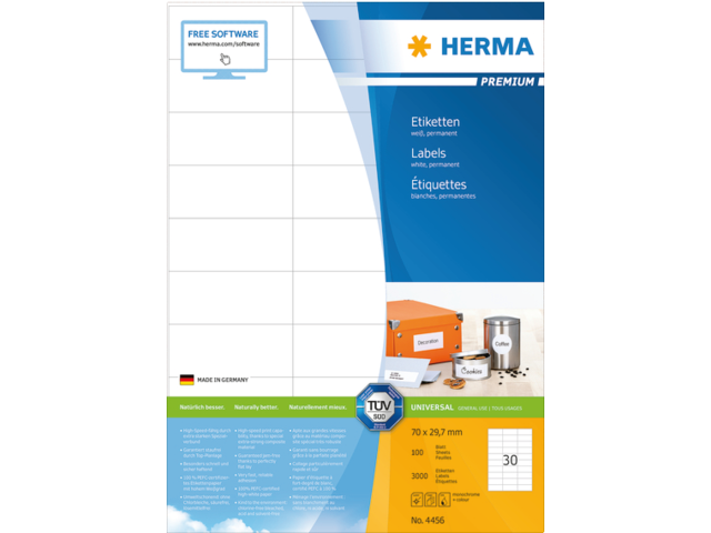 4456 etiket herma 4456 70x29.7mm premium a4 3000st