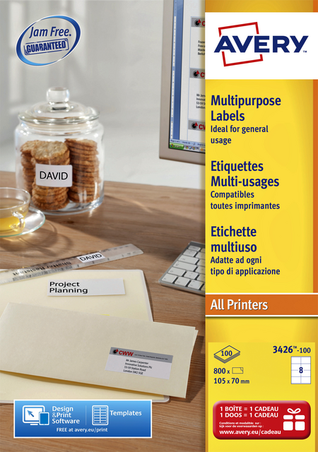 Etiket Avery L4745REV-25 96x63.5mm wit 200 etiketten Etiket Avery L4745REV-25 96x63.5mm wit 200 etiketten