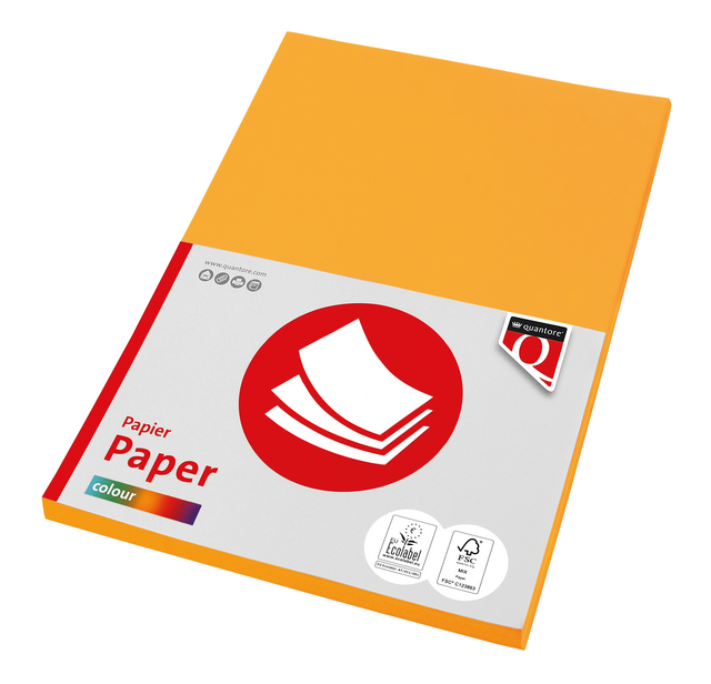 Kopieerpapier Quantore Colour A4 120gr diepgeel 100 vel Kopieerpapier Quantore Colour A4 120gr diepgeel 100 vel