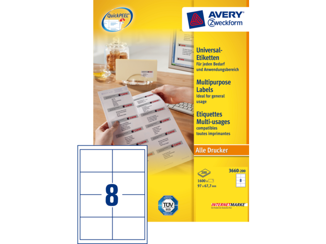 3660-200 etiket avery zweck 3660 97x67.7mm 1600st
