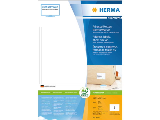 8690 etiket herma 8690 148.5x205mm premium a5 400st