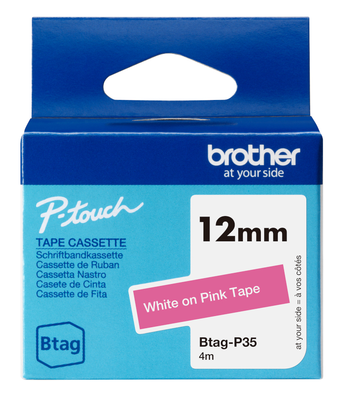 Brother Btag-P35 wit op roze Brother Btag-P35 wit op roze