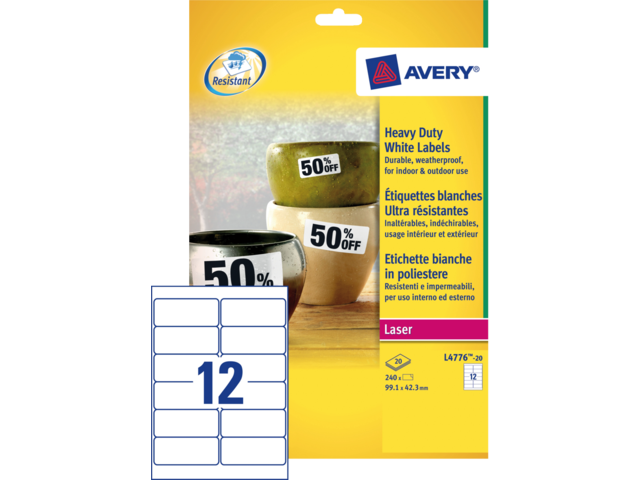 L4776-20 etiket avery l4776-20 99.1x42.3mm polyester 240st