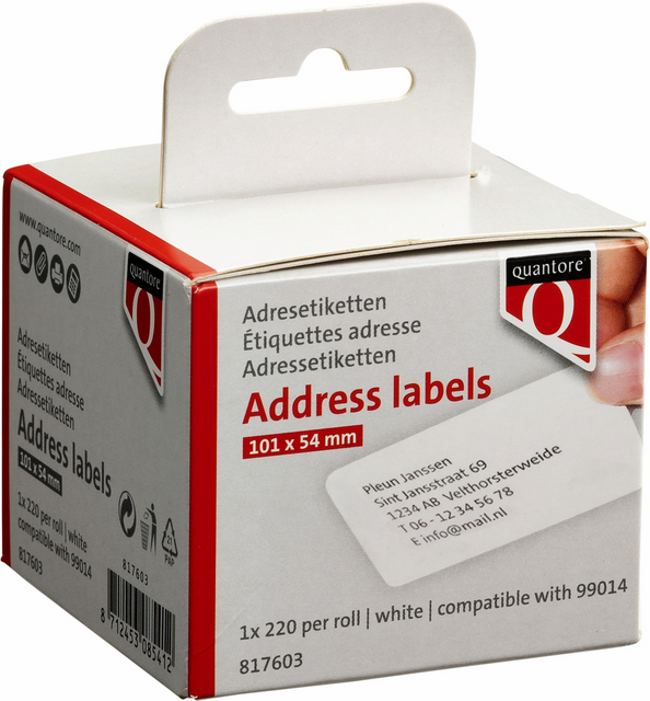 Q99014 label etiket quantore 99014 54mmx101mm badge wit