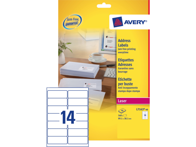 L7163-40 etiket avery l7163-40 99.1x38.1mm 560st