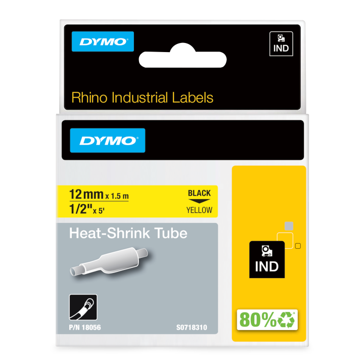 Rhino 18056 Krimpkous 12mm zwart op geel Rhino 18056 Krimpkous 12mm zwart op geel