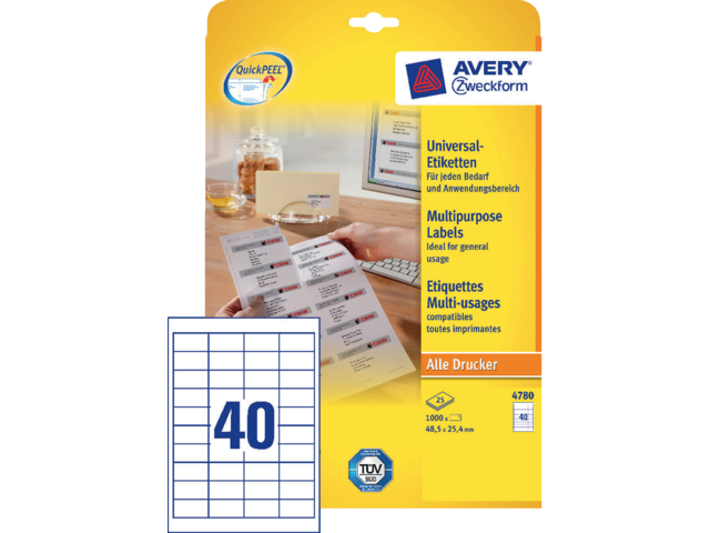 4780 etiket avery zweck 4780 48.5x25.4mm 1000st