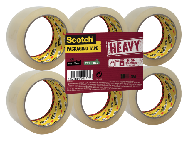 VERPAKKINGSTAPE SCOTCH HEAVY 50MMX66M TR 6ROL