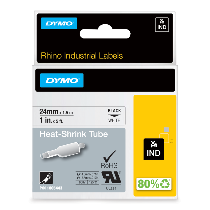 Rhino 1805443 Krimpkous 24mm zwart op wit Rhino 1805443 Krimpkous 24mm zwart op wit