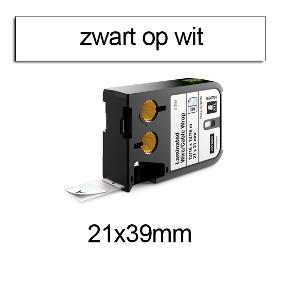 DYMO 1868705 XTL kabelwikkel 21x39mm zwart op wit DYMO 1868705 XTL kabelwikkel 21x39mm zwart op wit