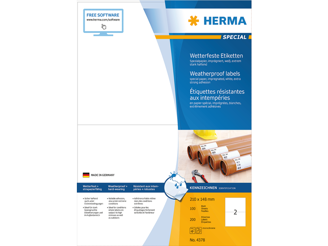4378 etiket herma 4378 210x148mm 200st