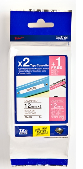 Brother TZe-32M3 12mm bundelpack wit en fluorescerend roze Brother TZe-32M3 12mm bundelpack wit en fluorescerend roze