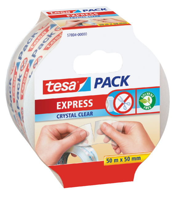 Verpakkingstape tesapack® Express Crystal Clear 50mx50mm handscheurbaar transparant Verpakkingstape tesapack® Express Crystal Clear 50mx50mm handscheurbaar transparant