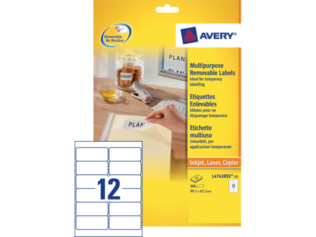 L4743REV-25 etiket avery laser l4743rev-25 99.1x42.3mm 300st