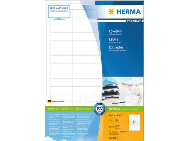 4607 etiket herma 4607 48.3x16.9mm premium a4 12800st