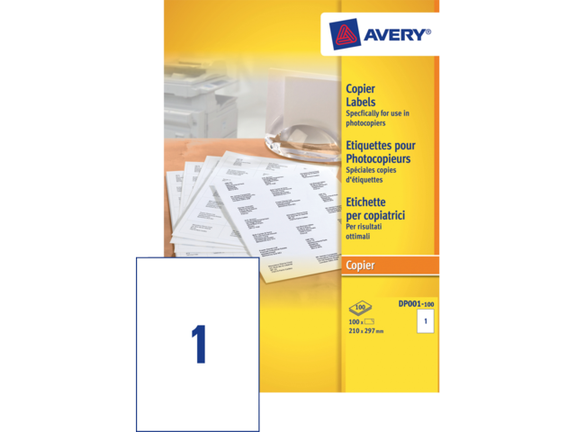 DP001-100 etiket avery dp001-100 210x297mm 100st