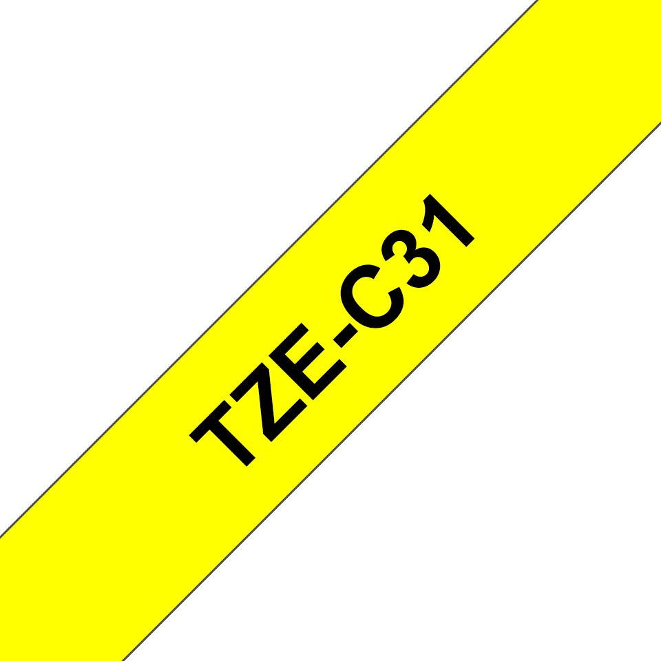 TZe-C31 12mm Zwart op Geel Fluorescerend