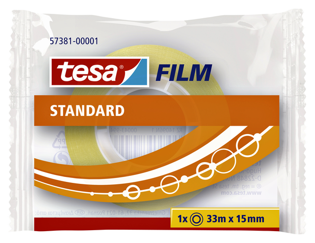 Plakband tesafilm® Standaard 33mx15mm transparant Plakband tesafilm® Standaard 33mx15mm transparant