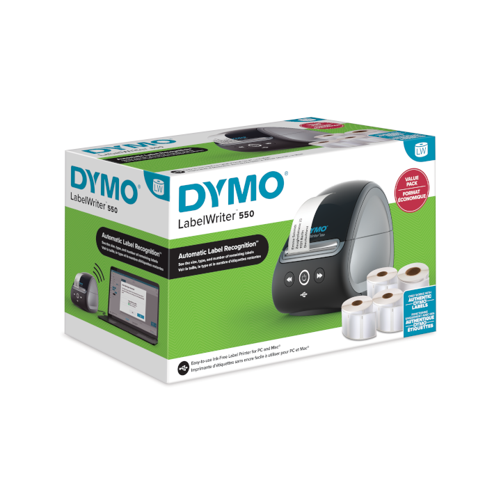 Dymo LabelWriter 550 Valuepack printer met 4 rollen labels Dymo LabelWriter 550 Valuepack printer met 4 rollen labels