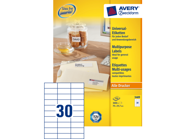 3489 etiket avery zweck 3489 70x29.7mm 3000st