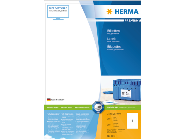 4631 etiket herma 4631 210x297mm premium a4 200st