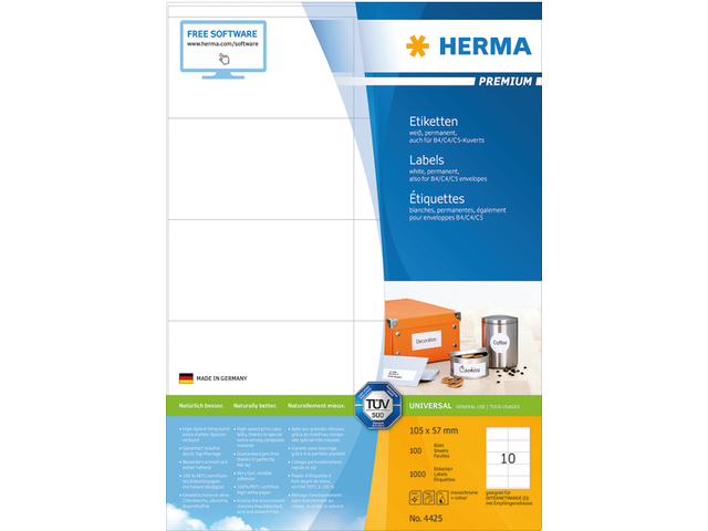 4425 etiket herma 4425 105x57mm premium a4 1000st