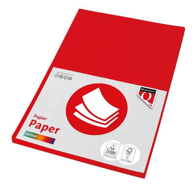 Kopieerpapier Quantore Colour A4 160gr felrood 50 vel Kopieerpapier Quantore Colour A4 160gr felrood 50 vel