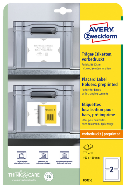 Positioneeretiket Avery Zweckform 8002 160x120mm bedrukt 10 etiketten Positioneeretiket Avery Zweckform 8002 160x120mm bedrukt 10 etiketten