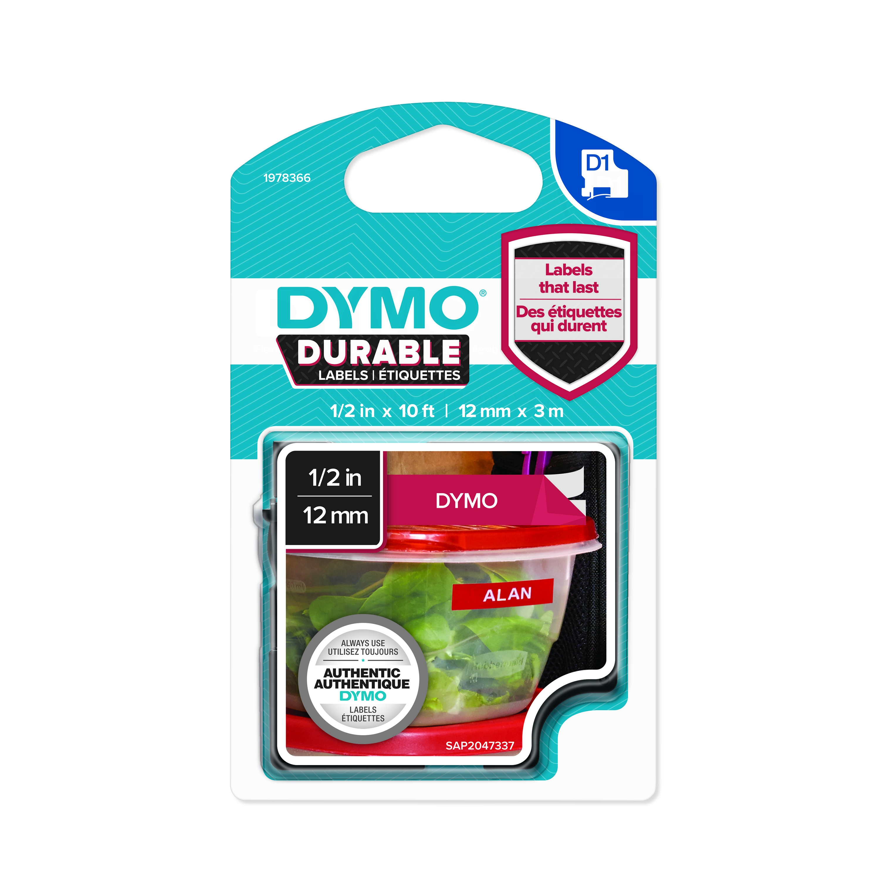 Dymo 1978366 duurzame D1 tape wit op rood 12mm Dymo 1978366 duurzame D1 tape wit op rood 12mm