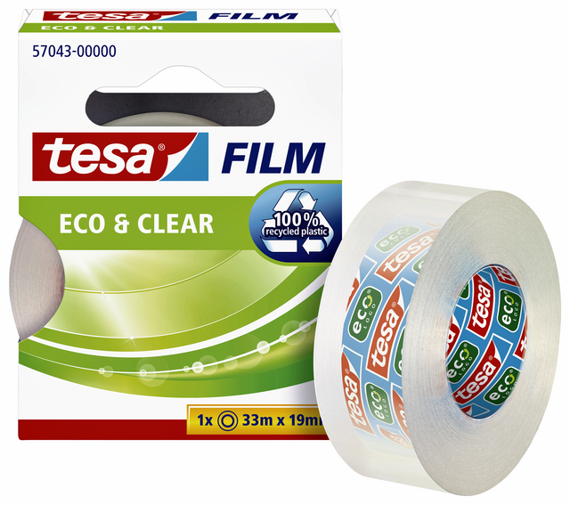 Plakband tesafilm® Eco & Clear 33mx19mm transparant Plakband tesafilm® Eco & Clear 33mx19mm transparant